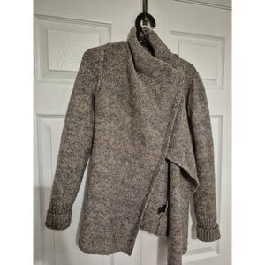 RW&Co Womens Open Assymetrical Cardigan Sweater‎ Long Sleeves Brown Size S EUC